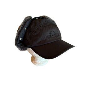 Supplex Black Winter Cap With Ear Flaps‎ & Face Mask